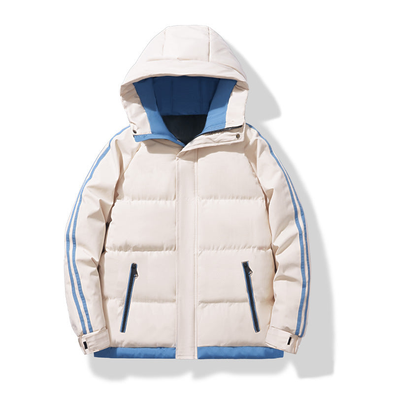 Darío | Chaqueta Acolchada para Hombre con Capucha y Rayas en las Mangas - Beige