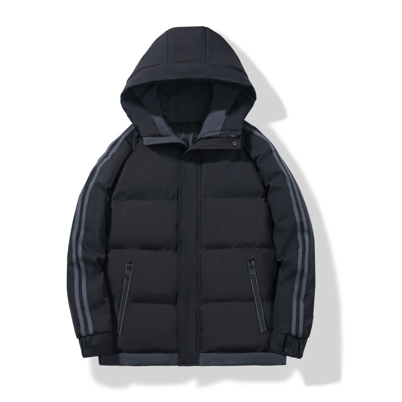 Darío | Chaqueta Acolchada para Hombre con Capucha y Rayas en las Mangas - Negro
