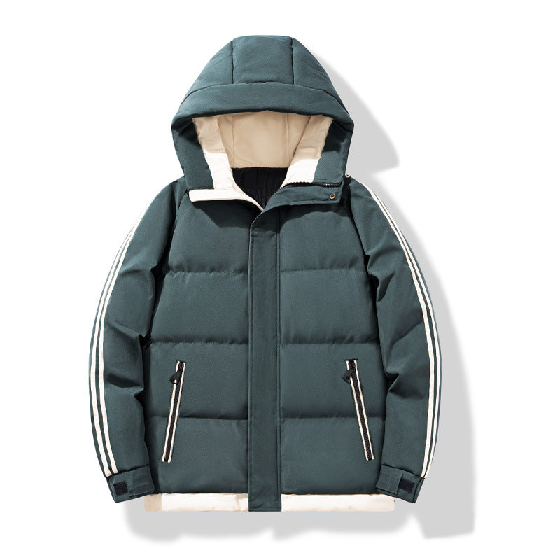 Darío | Chaqueta Acolchada para Hombre con Capucha y Rayas en las Mangas - Verde