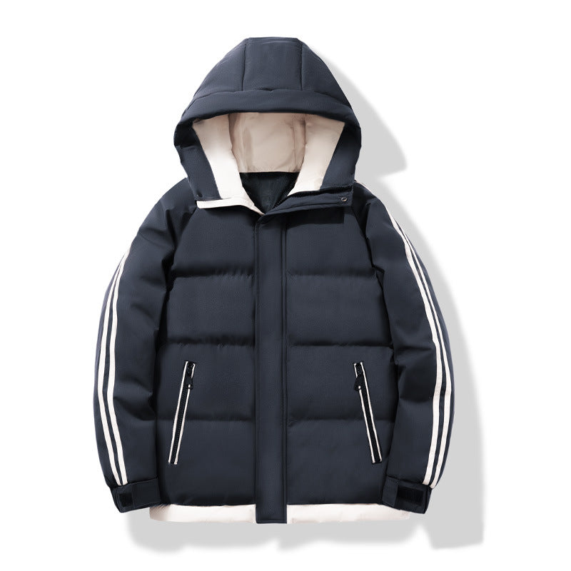 Darío | Chaqueta Acolchada para Hombre con Capucha y Rayas en las Mangas - Gris oscuro