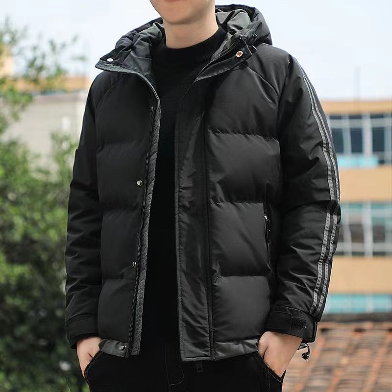 Darío | Chaqueta Acolchada para Hombre con Capucha y Rayas en las Mangas