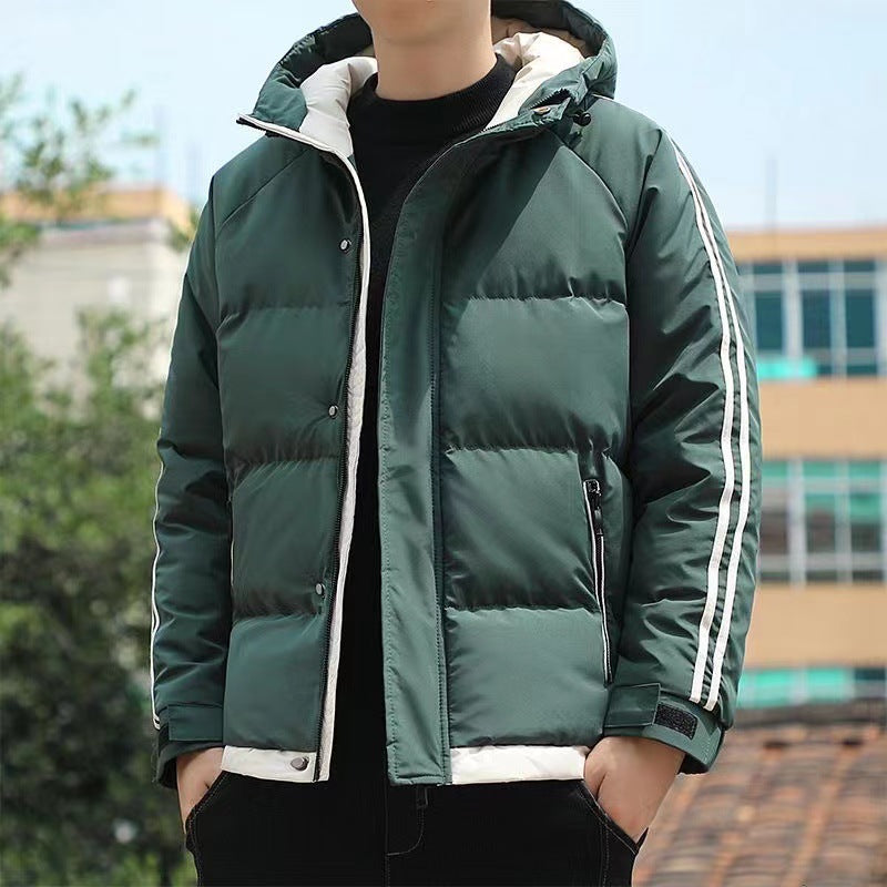 Darío | Chaqueta Acolchada para Hombre con Capucha y Rayas en las Mangas