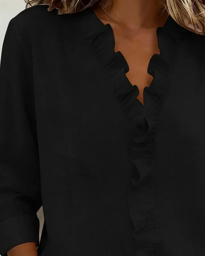 Anora | Blusa con Volantes y Cuello en V