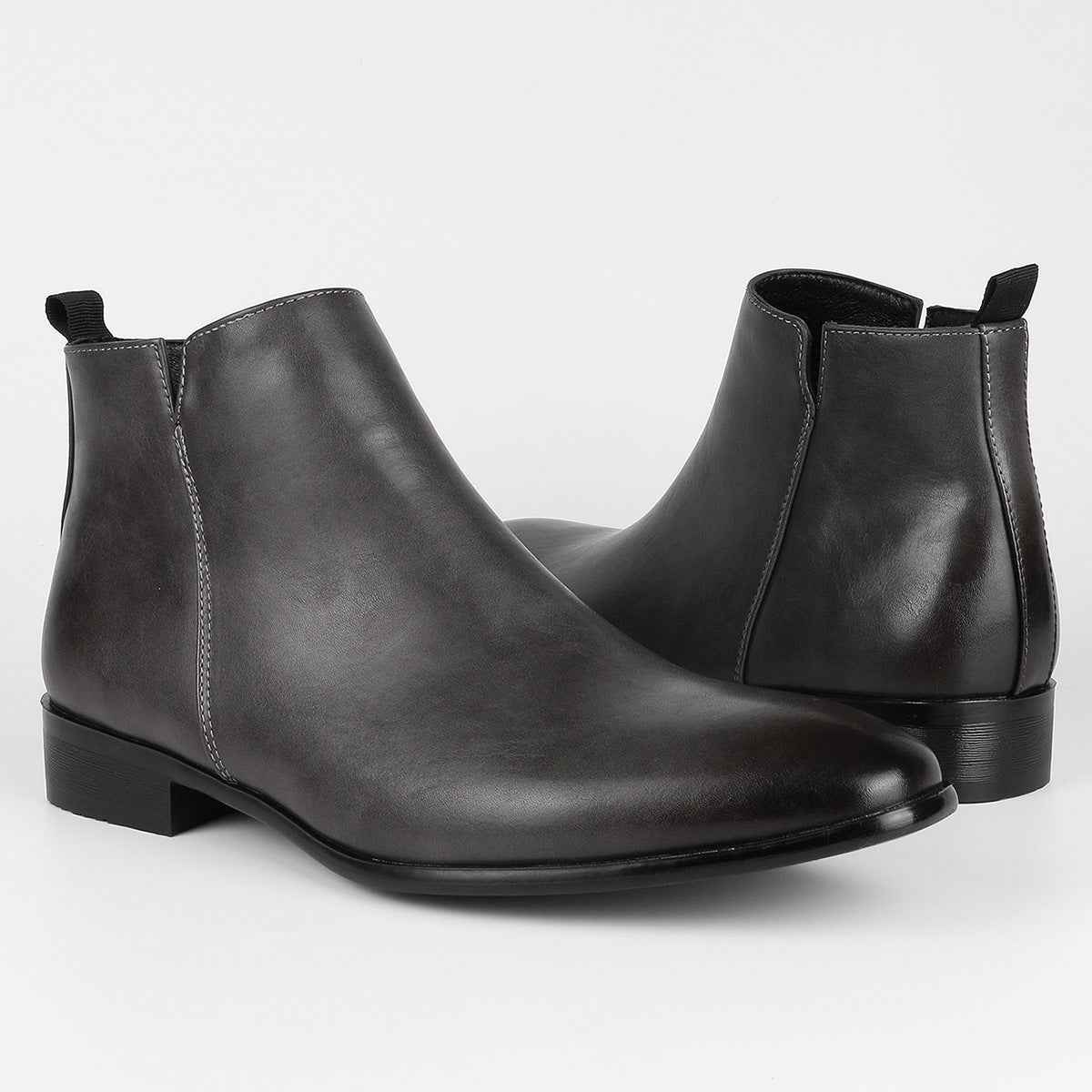 Demetrio | Botines Chelsea de Hombre Efecto Piel con Puntera Afilada - Gris oscuro