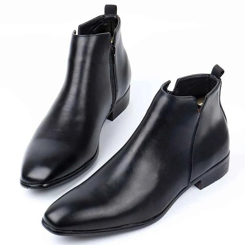 Demetrio | Botines Chelsea de Hombre Efecto Piel con Puntera Afilada - Negro