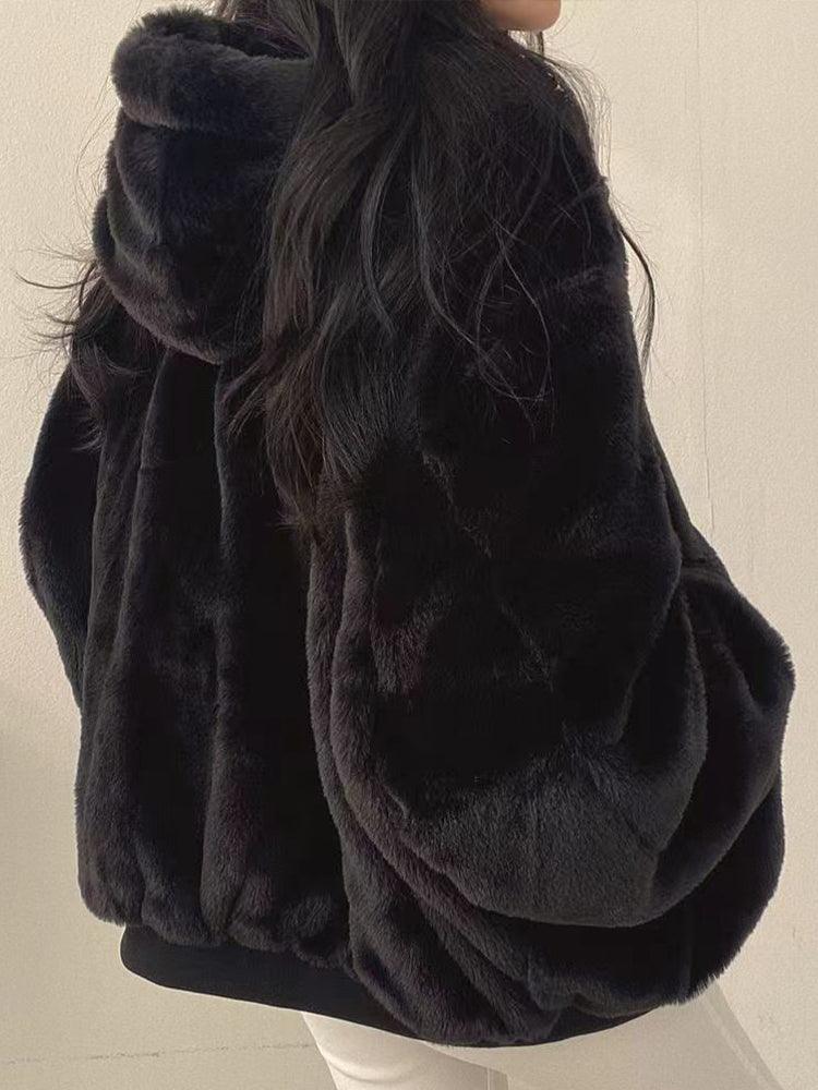 Chaqueta bomber mujer oversize forro borrego capucha