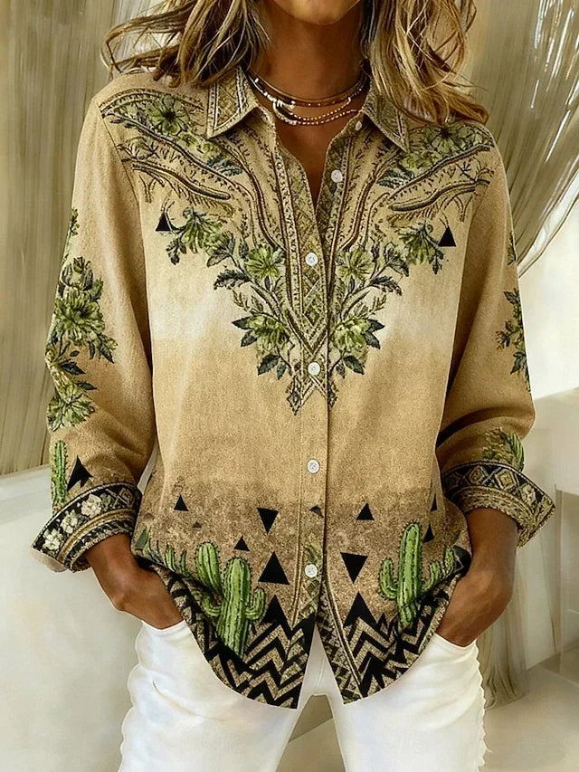 Tucson™ Blusa abotonada floral vintage occidental