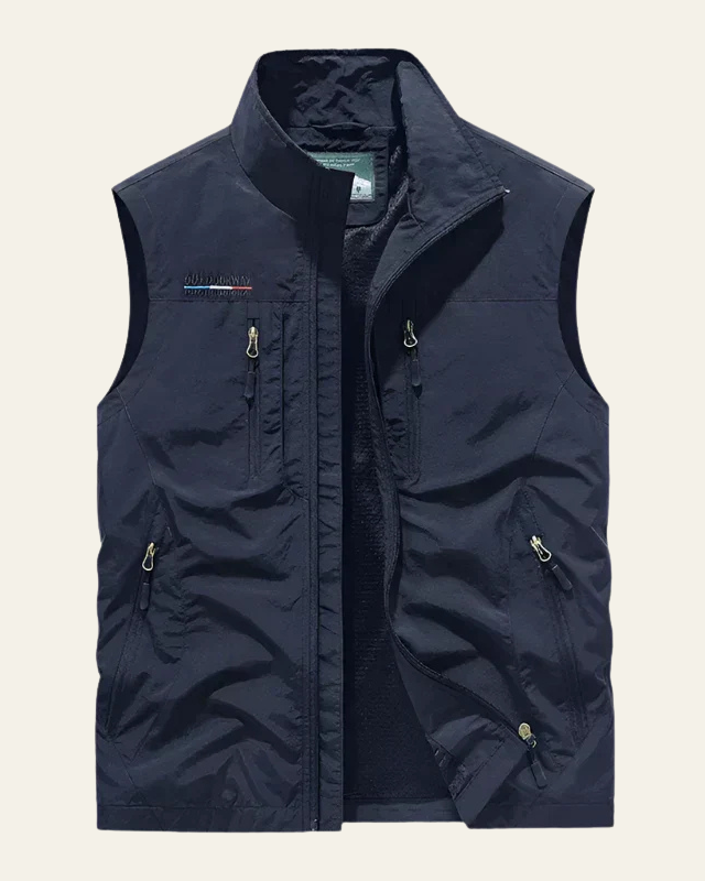 Efraín | Chaleco Ligero Multibolsillos para Hombre con Cuello Alto - Azul marino