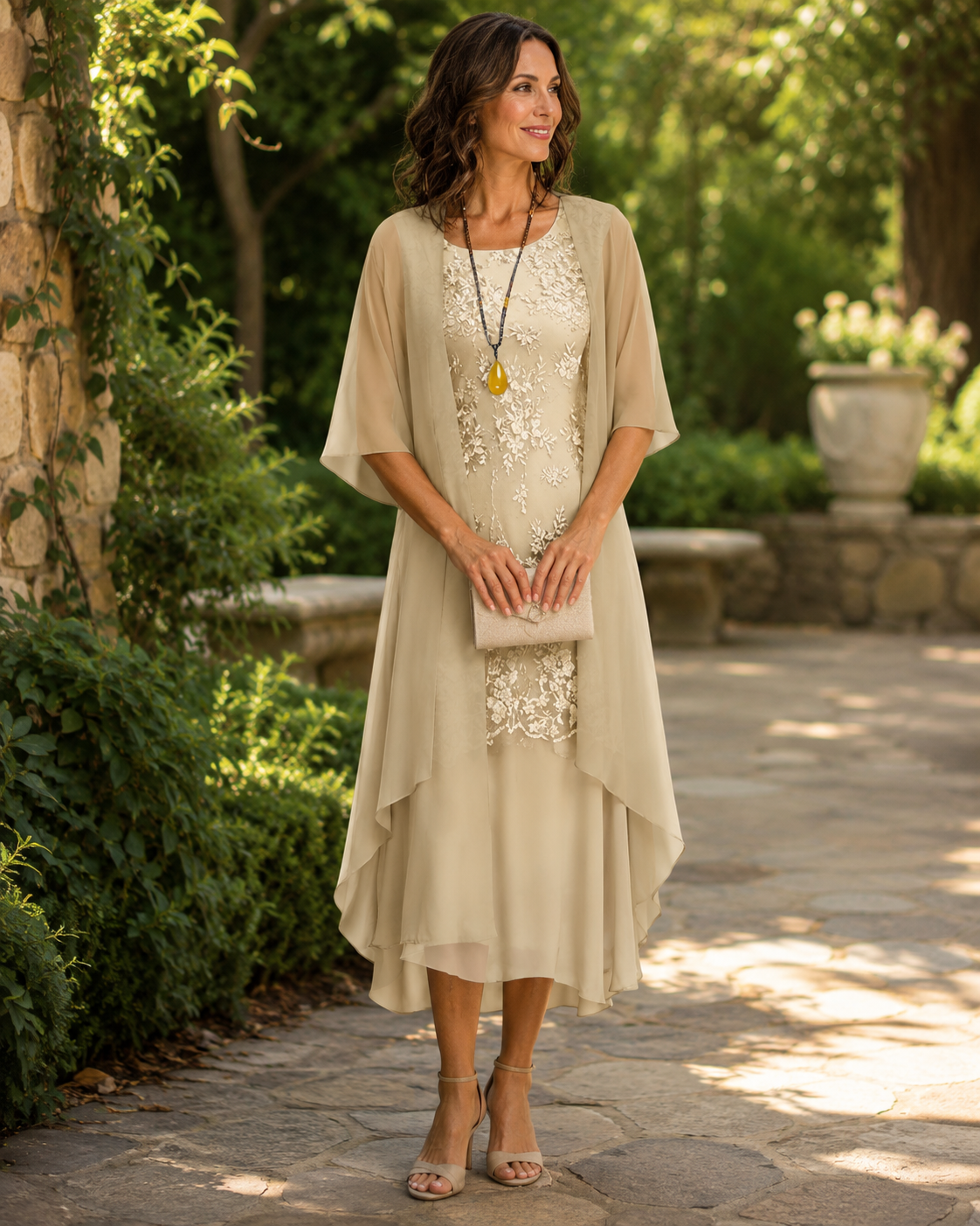 Eleanor | Vestido Elegante de Gasa de Dos Piezas