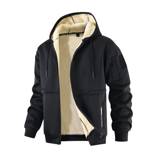 Elías | Chaqueta con Capucha de Hombre con Forro de Borreguito Sintético - Negro