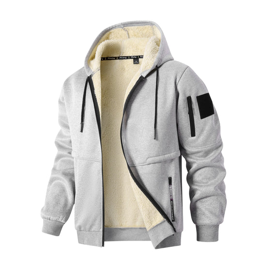 Elías | Chaqueta con Capucha de Hombre con Forro de Borreguito Sintético - Gris claro