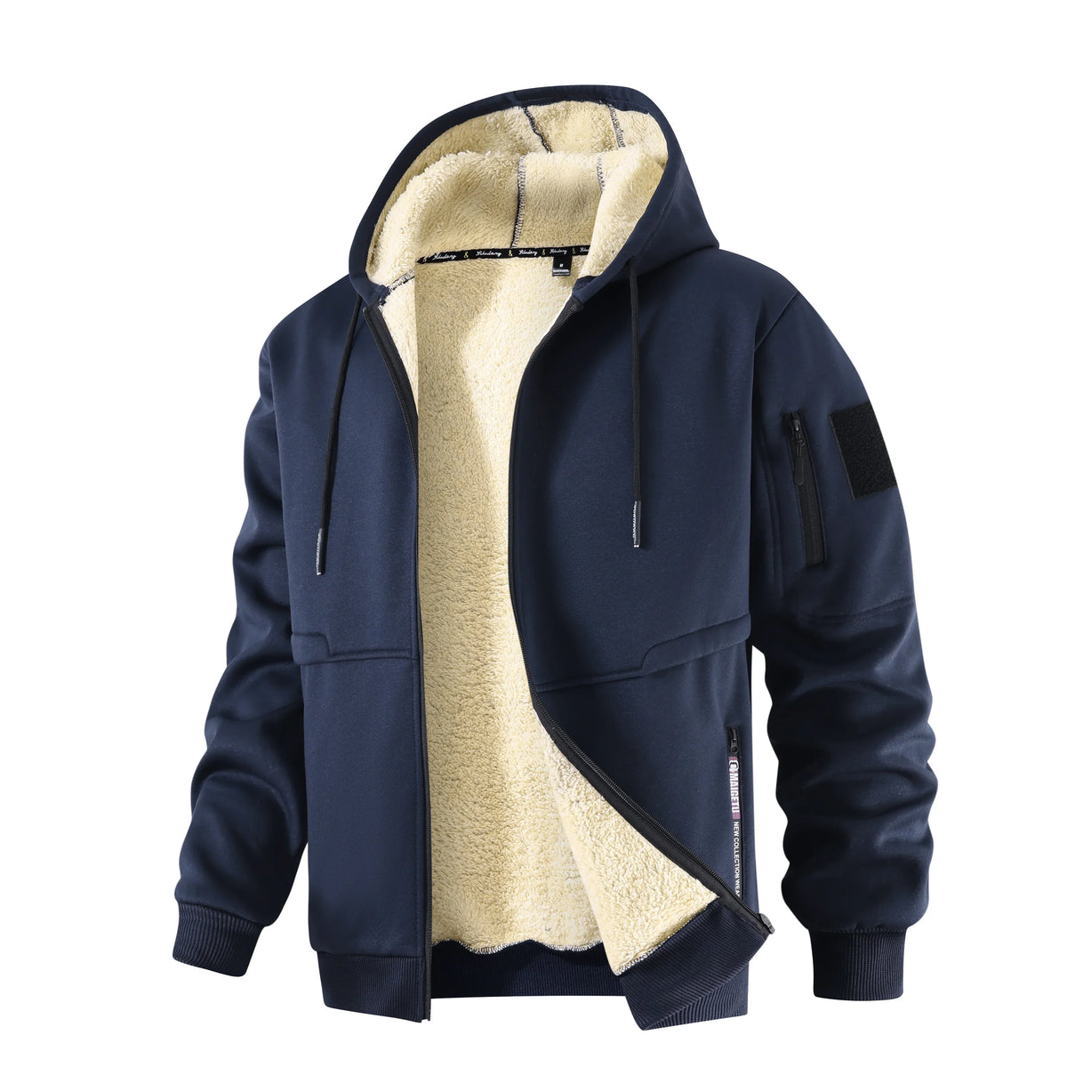 Elías | Chaqueta con Capucha de Hombre con Forro de Borreguito Sintético - Azul marino