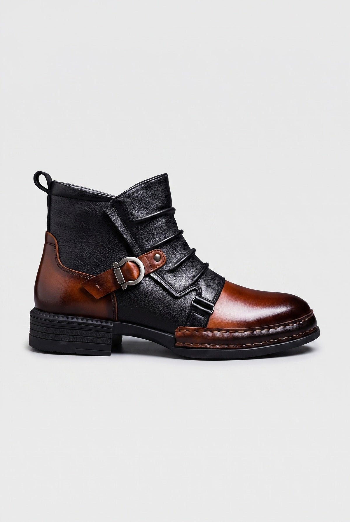 Botines de hombre efecto piel con hebilla - imagen 1