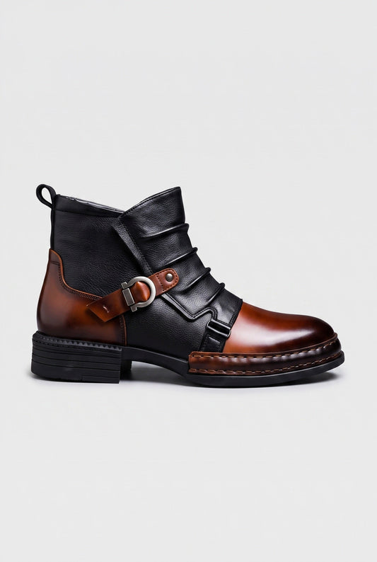 Botines de hombre efecto piel con hebilla - imagen 1