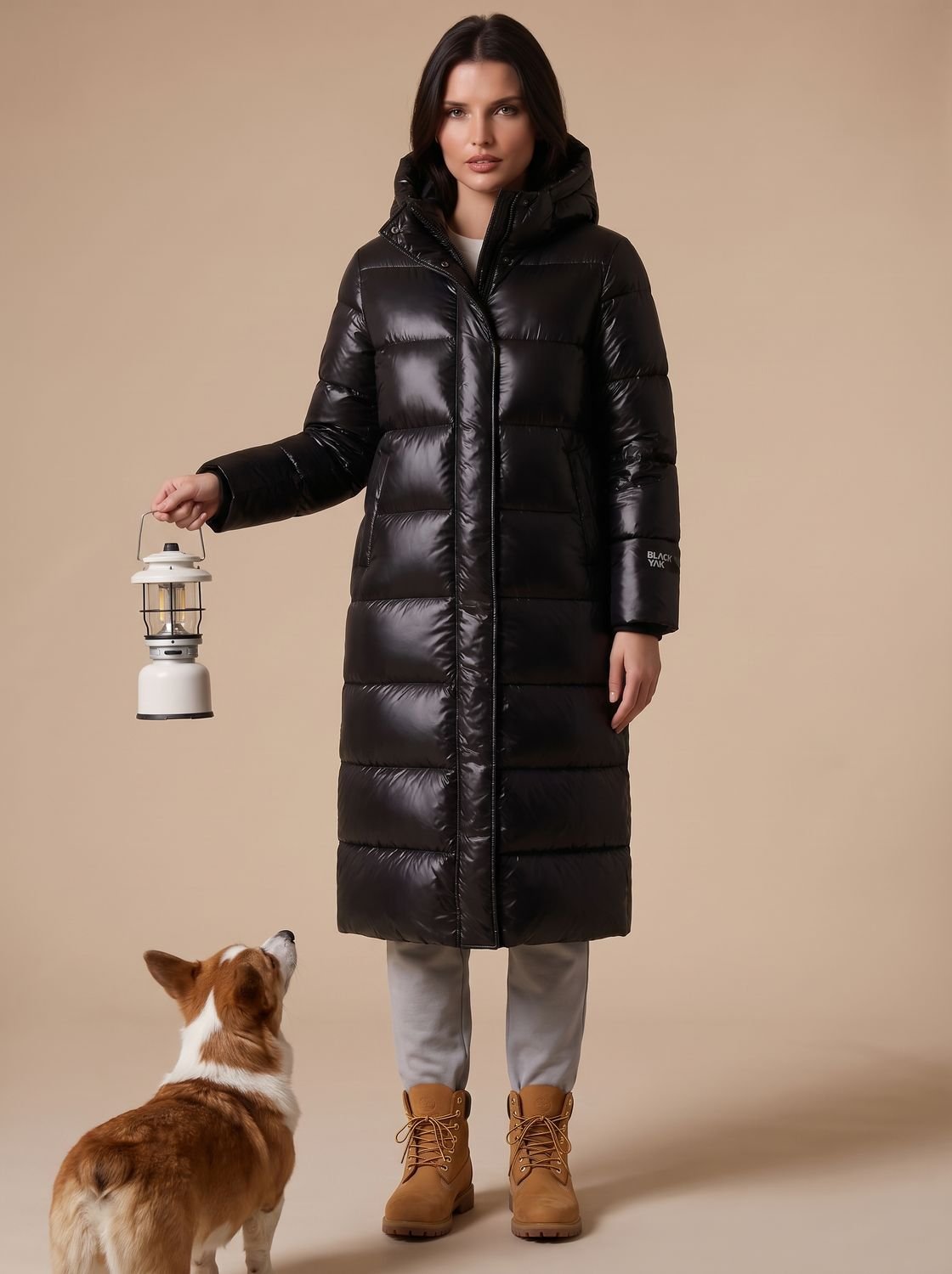 Abrigo largo acolchado con capucha para mujer - imagen 2