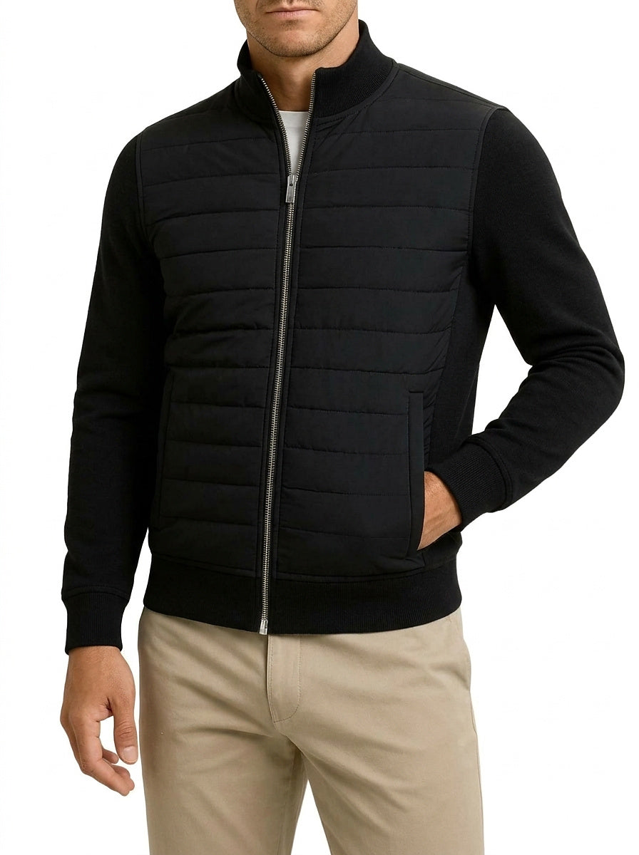 Ezequiel | Chaqueta Híbrida de Hombre Acolchada con Mangas de Punto - Negro