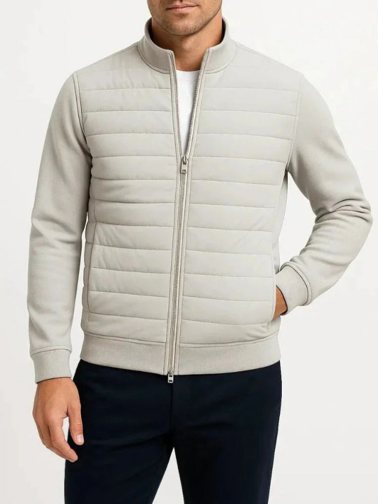 Ezequiel | Chaqueta Híbrida de Hombre Acolchada con Mangas de Punto - Gris claro