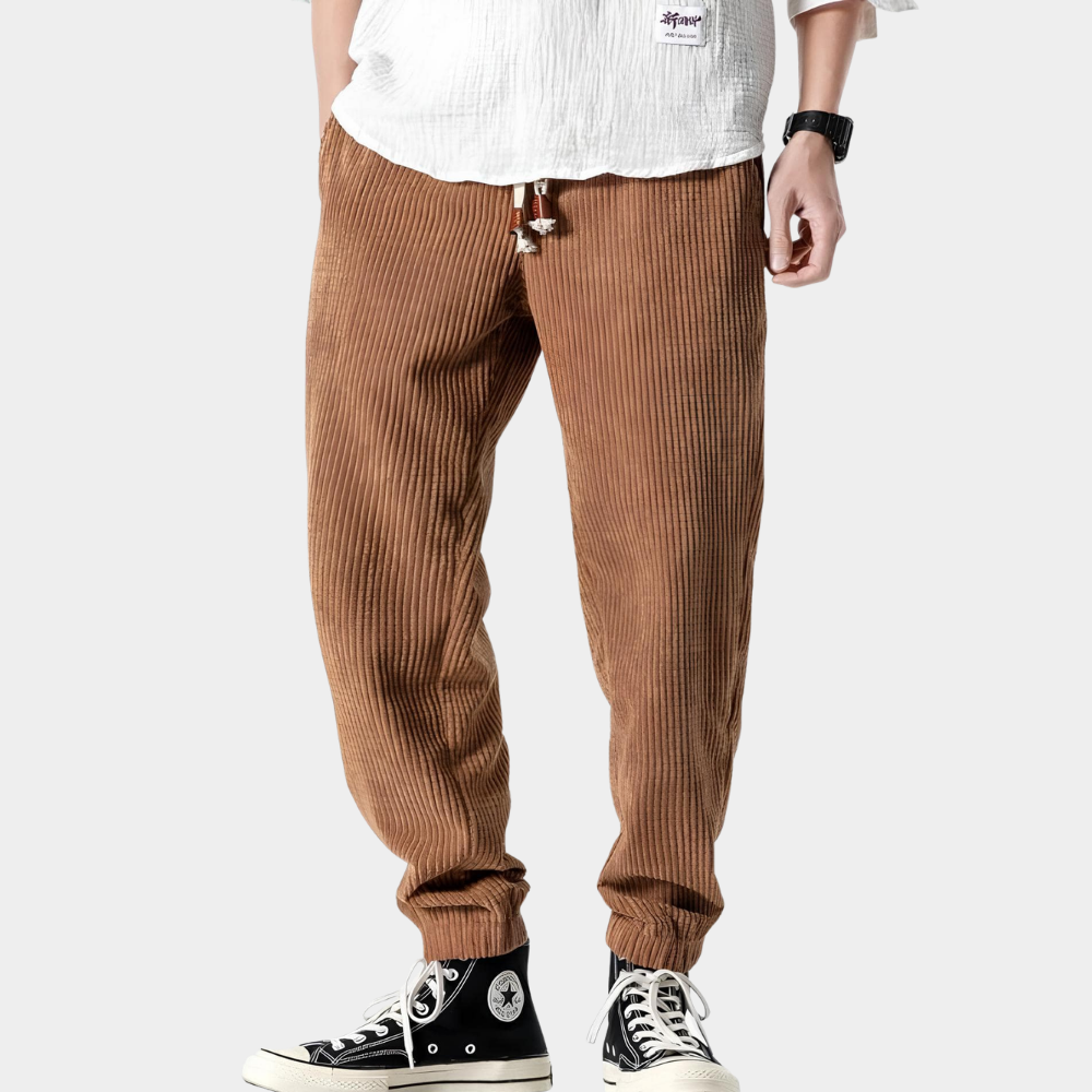 Fabián | Pantalón Jogger de Pana para Hombre con Puños Elásticos - Camel