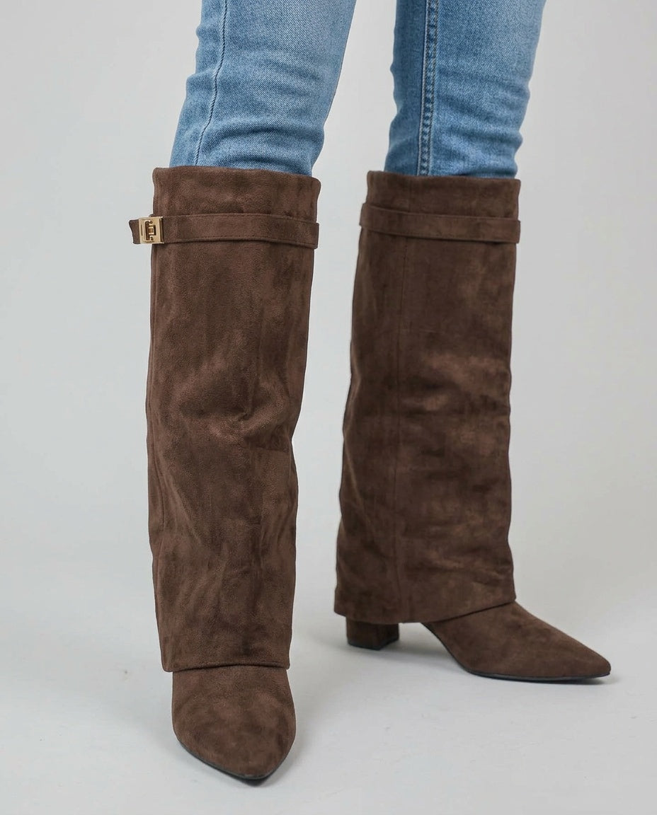 Fausta | Botas Altas de Caña Vuelta con Correa y Cremallera Lateral