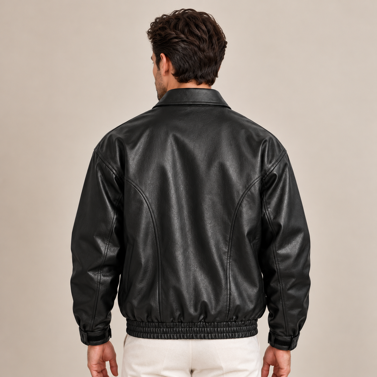 Felipe | Cazadora Bomber de Hombre Efecto Piel con Cuello Camisero