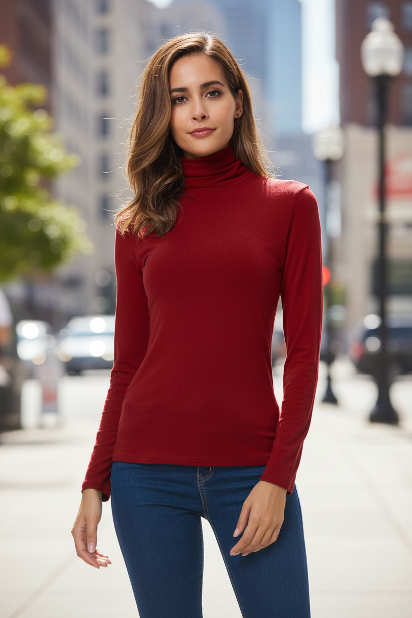 Jersey de cuello alto de punto suave para mujer - Felisa