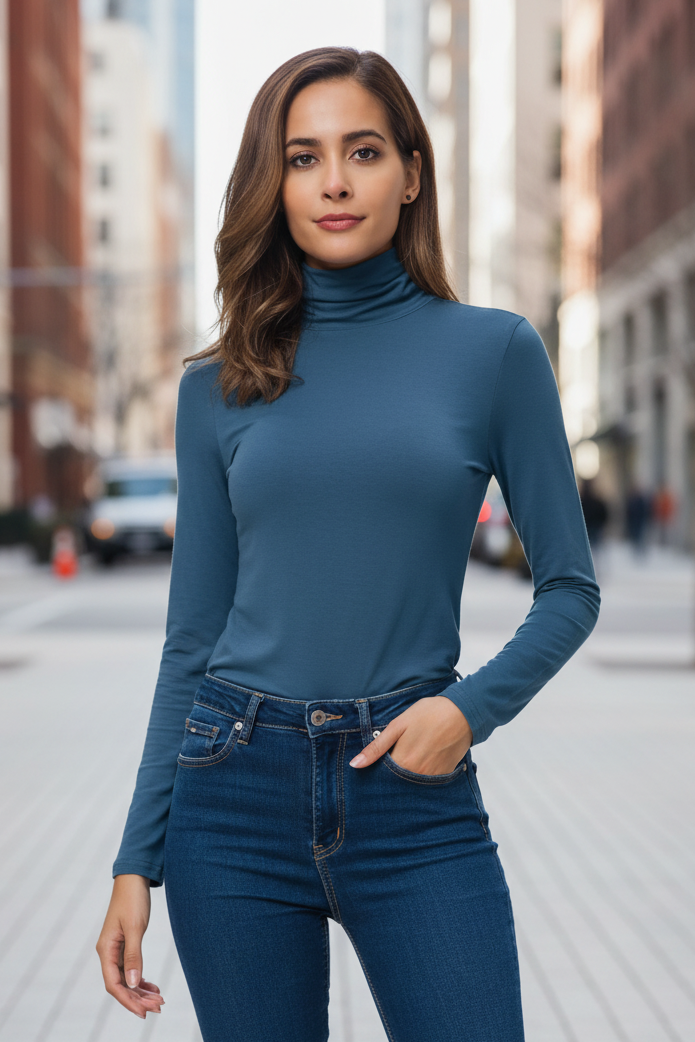 Jersey de cuello alto de punto suave para mujer - Felisa