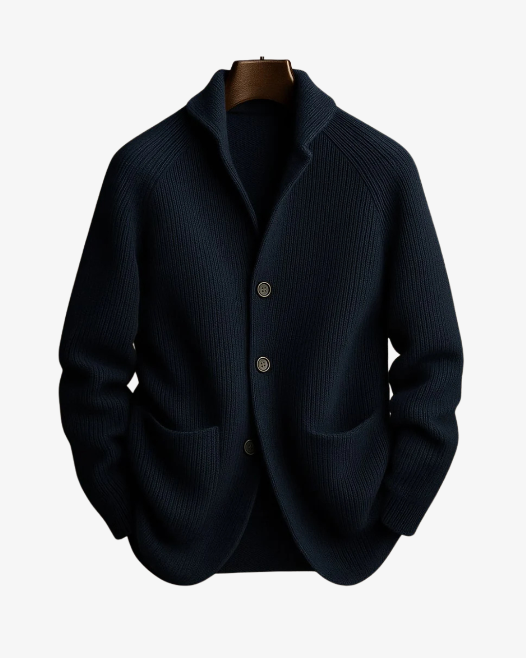 Fernando | Cárdigan de Punto Acanalado con Cuello Chal para Hombre - Azul marino