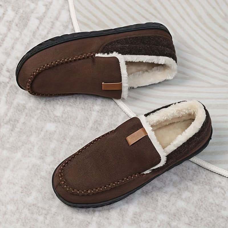 Francisco | Zapatillas de Casa Mocasín para Hombre con Forro Borreguito - Café