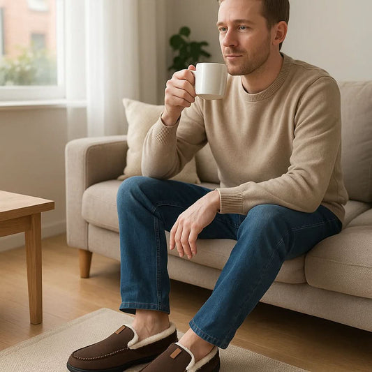 Francisco | Zapatillas de Casa Mocasín para Hombre con Forro Borreguito