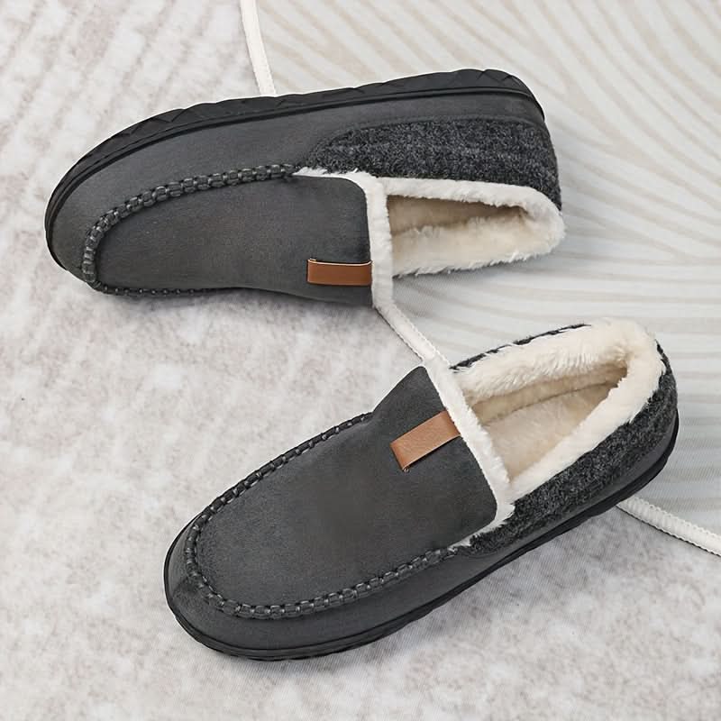 Francisco | Zapatillas de Casa Mocasín para Hombre con Forro Borreguito - Gris