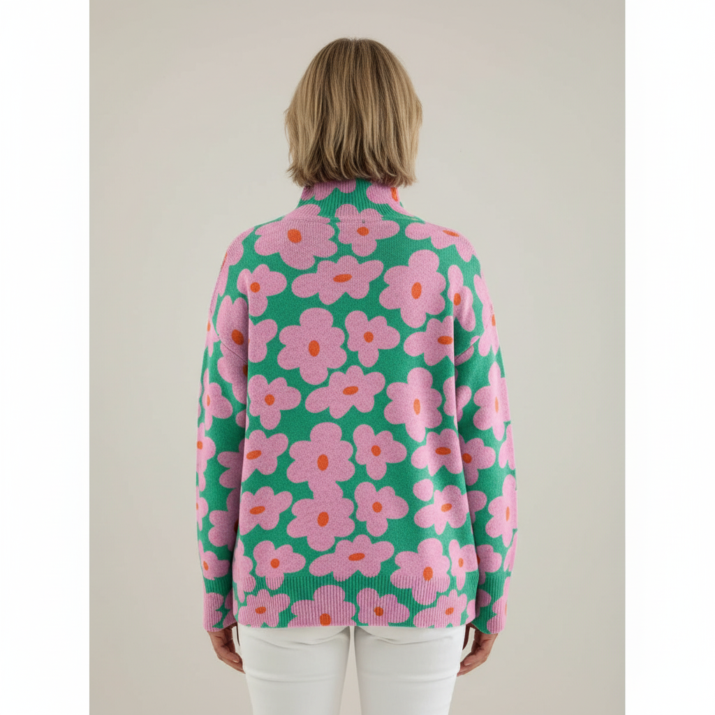Jersey punto floral mujer cálido transpirable