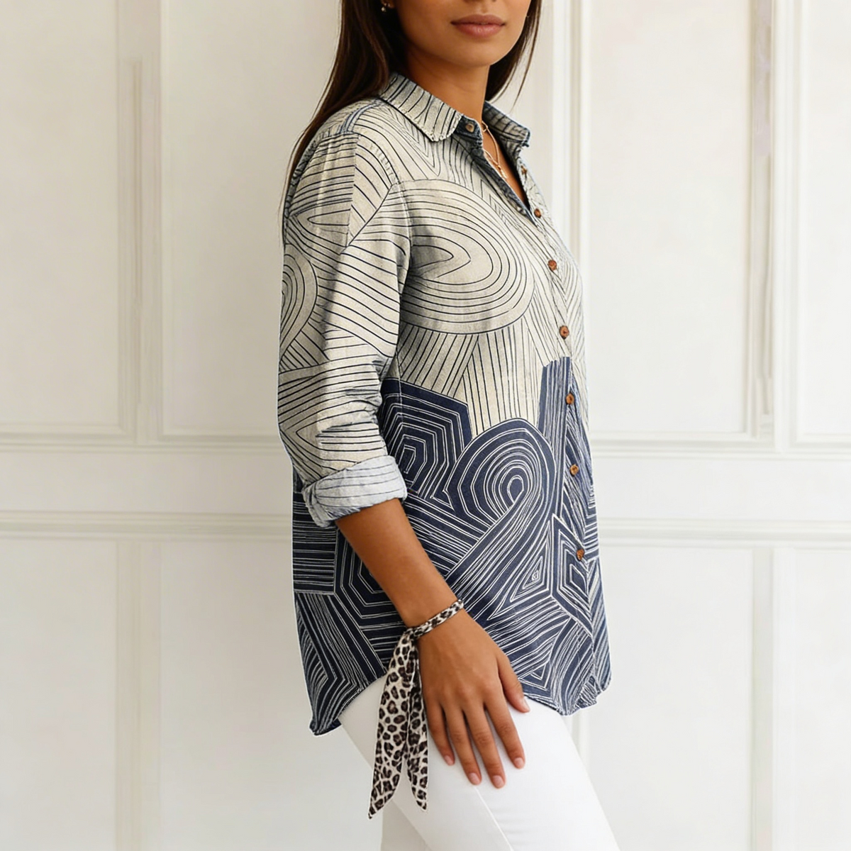 Elise | Blusa con Líneas Geométricas