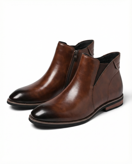 Botines Chelsea hombre efecto piel con cremallera