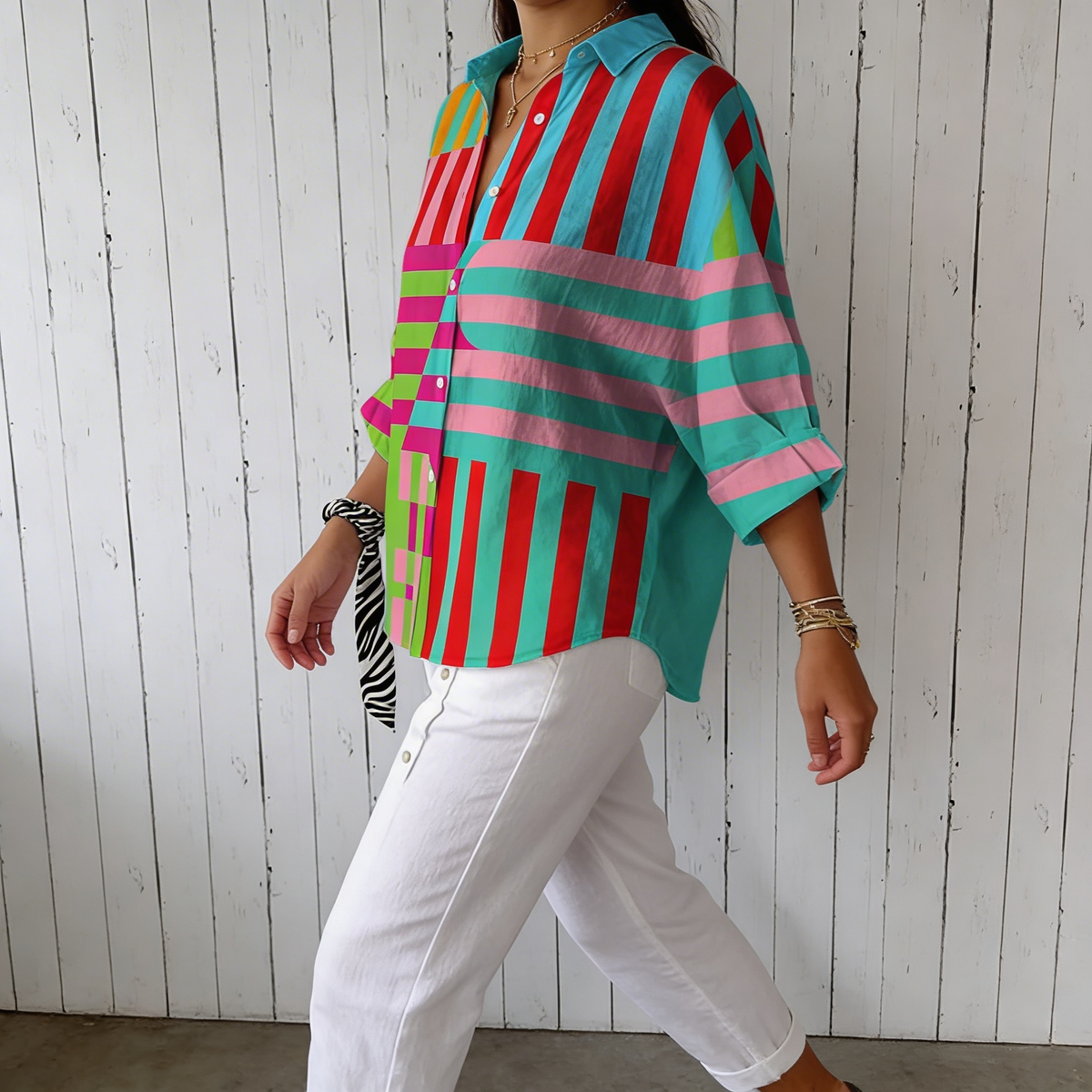 Nanna | Blusa Alegre con Rayas Expresivas