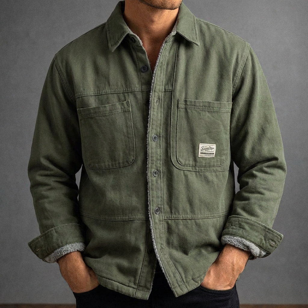 Sobrecamisa polar cargo hombre cálida otoño