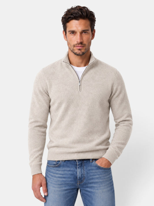 Gaspar | Jersey de Media Cremallera Tacto Lana para Hombre - Beige