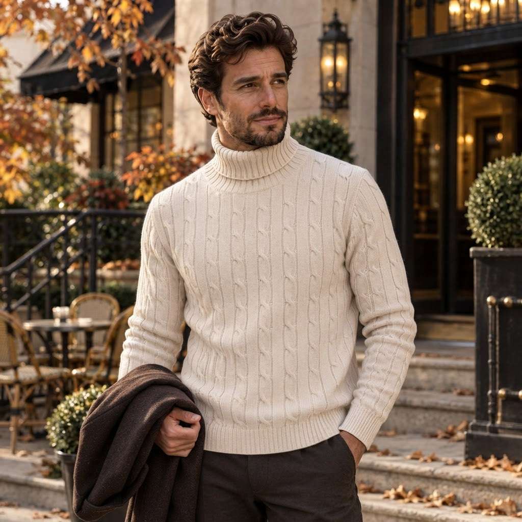 Jersey de Ochos para Hombre con Cuello Alto y Corte Slim