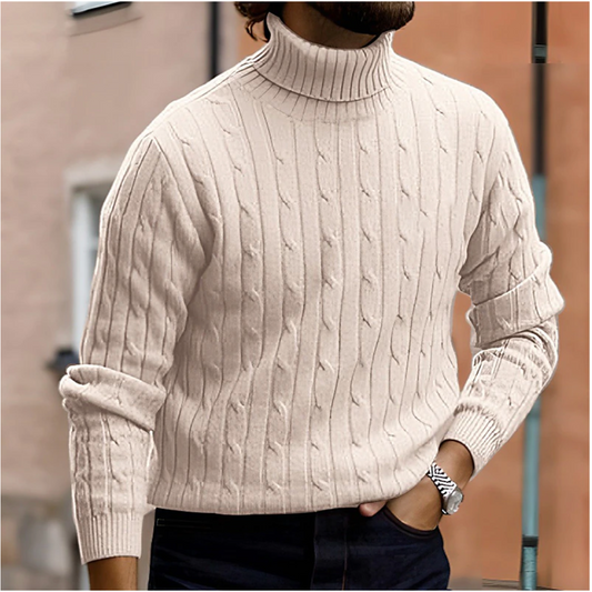 Jersey de Ochos para Hombre con Cuello Alto y Corte Slim - Beige