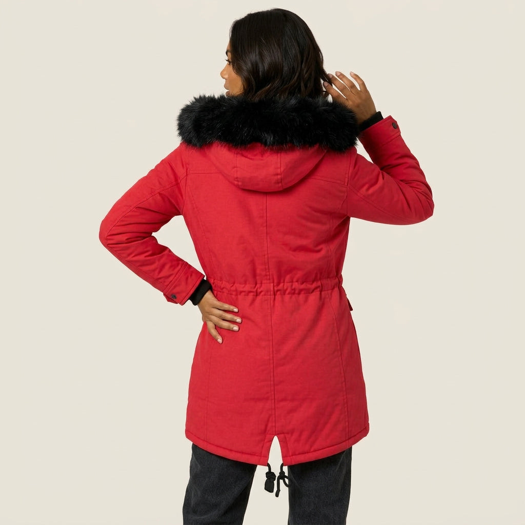 Gertrudis | Parka Acolchada con Capucha de Pelo Sintético y Cintura Ajustable