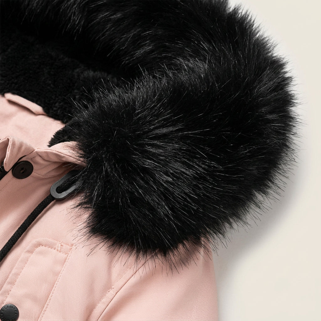 Gertrudis | Parka Acolchada con Capucha de Pelo Sintético y Cintura Ajustable