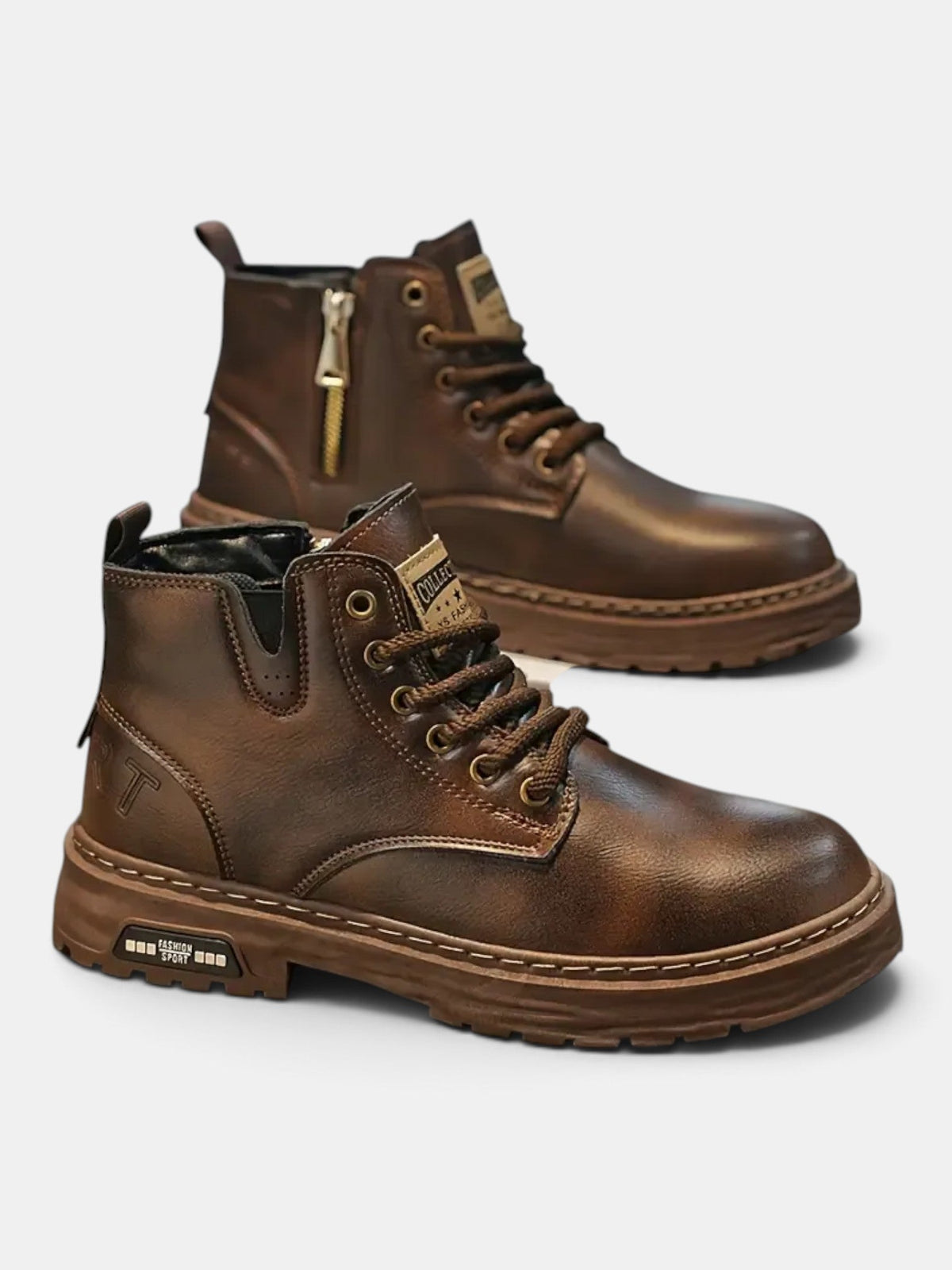Gervasio | Botas de Hombre Resistentes al Agua con Cordones y Cremallera