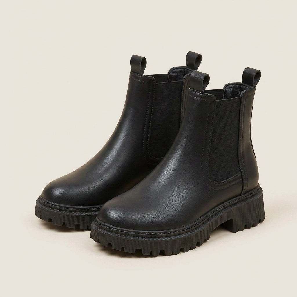 Gisela | Botines Chelsea de Mujer con Suela Track Dentada - Negro