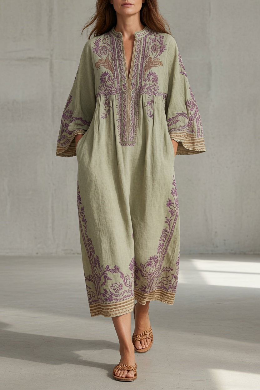 Vestido vintage bordado mujer fluido relajado