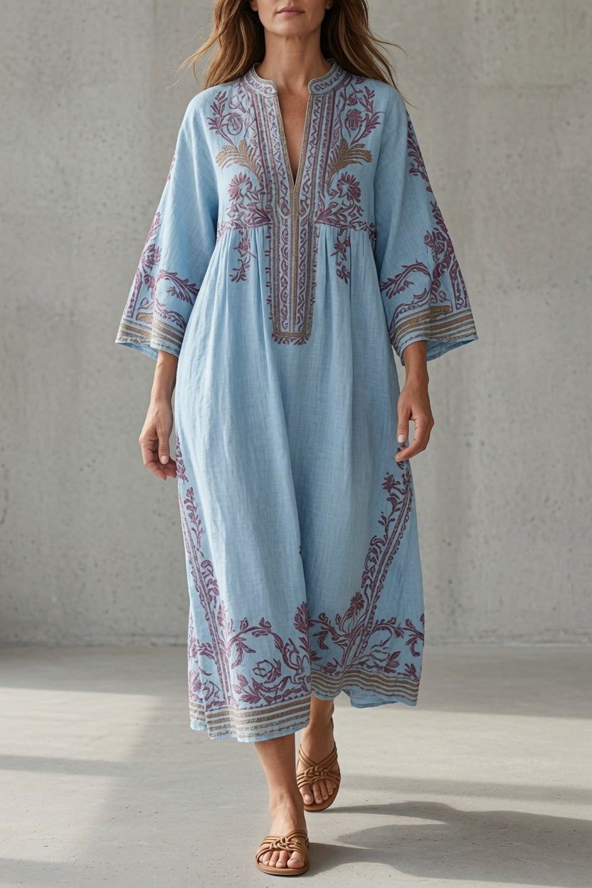 Vestido vintage bordado mujer fluido relajado