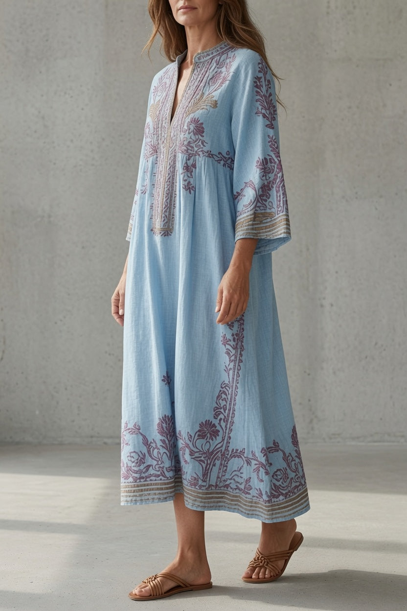 Vestido vintage bordado mujer fluido relajado