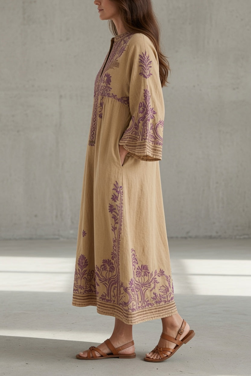 Vestido vintage bordado mujer fluido relajado