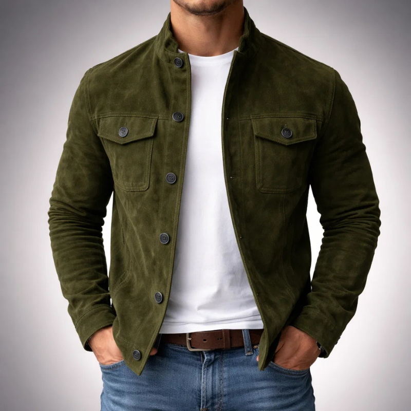 Bomber efecto ante hombre con cuello elástico premium