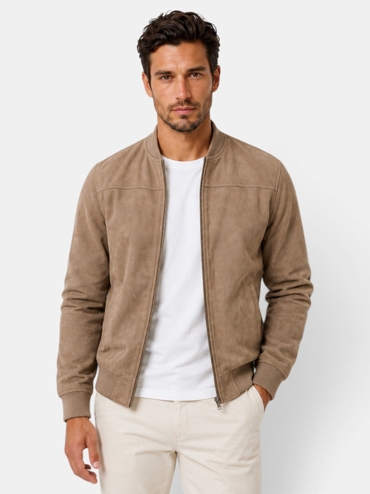 Héctor | Chaqueta de Hombre Efecto Ante Estilo Urbano - Marrón