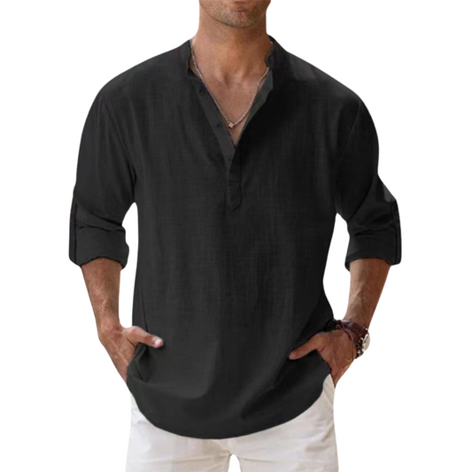 Azel | Camisa Henley de Algodón con Efecto Lino