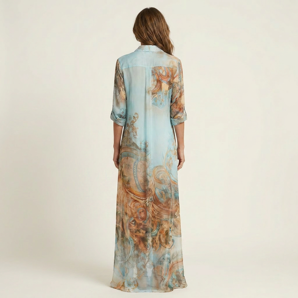 Lanie | Vestido Camisero Maxi Efecto Seda